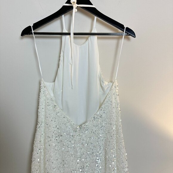 HELSI Helsi Brice Halter Sequin Column Maxi Dress in White Size Medium - Picture 10 of 16